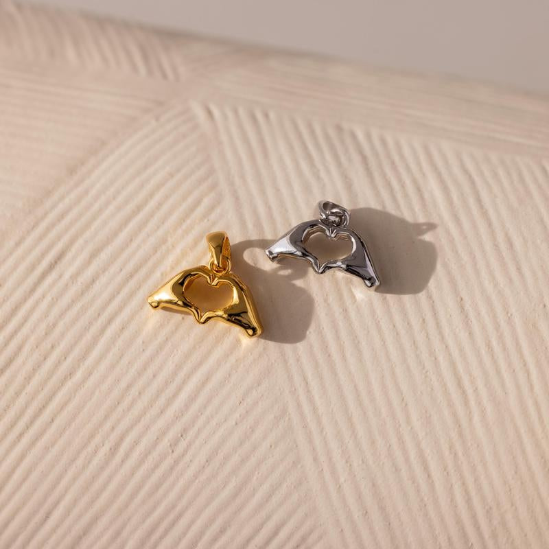 Dainty 18K Gold Plated Heart Hand Charm - Perfect Couples Jewelry & Gift for Her