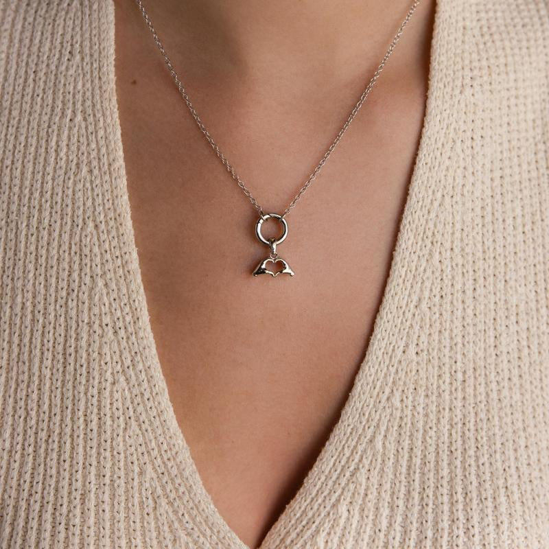 Dainty 18K Gold Plated Heart Hand Charm - Perfect Couples Jewelry & Gift for Her