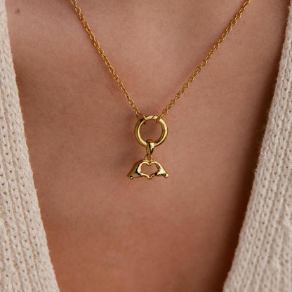 Dainty 18K Gold Plated Heart Hand Charm - Perfect Couples Jewelry & Gift for Her