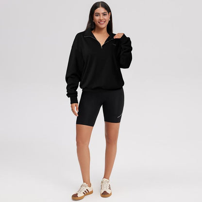 OQQ Women's Comfy Half-Zip Mock Neck Long Sleeve Pullover - Lightweight Casual Athleisure Sweatshirt for Fall