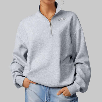 OQQ Women's Comfy Half-Zip Mock Neck Long Sleeve Pullover - Lightweight Casual Athleisure Sweatshirt for Fall