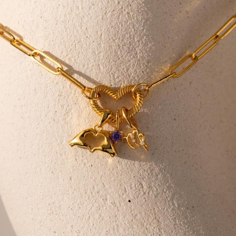 Dainty 18K Gold Plated Heart Hand Charm - Perfect Couples Jewelry & Gift for Her