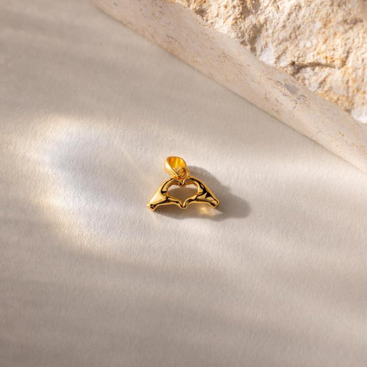 Dainty 18K Gold Plated Heart Hand Charm - Perfect Couples Jewelry & Gift for Her