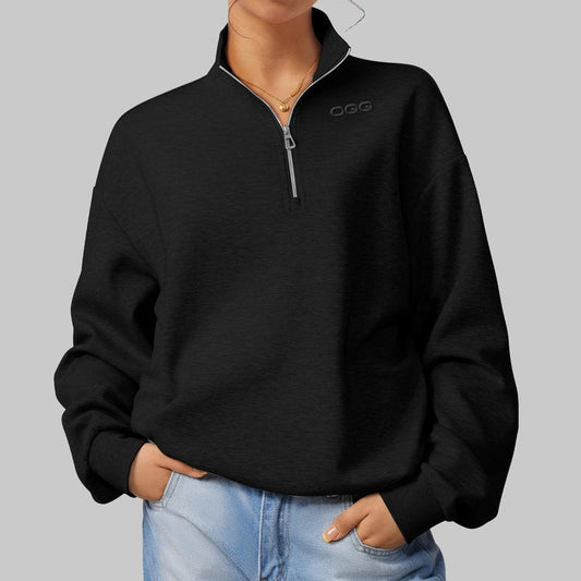 OQQ Women's Comfy Half-Zip Mock Neck Long Sleeve Pullover - Lightweight Casual Athleisure Sweatshirt for Fall