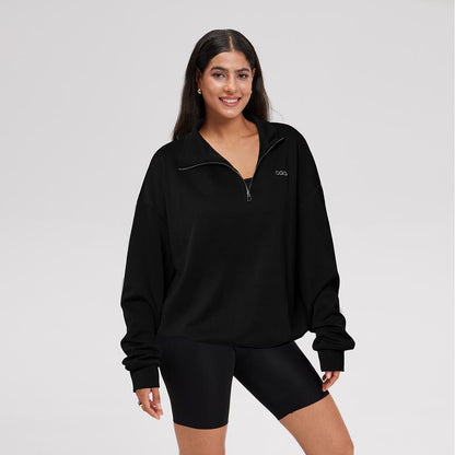 OQQ Women's Comfy Half-Zip Mock Neck Long Sleeve Pullover - Lightweight Casual Athleisure Sweatshirt for Fall